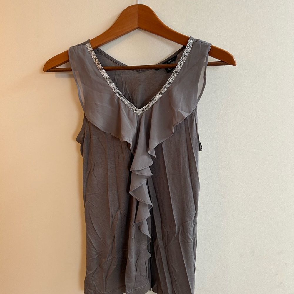 Banana Republic Gray Ruffled Tank Top